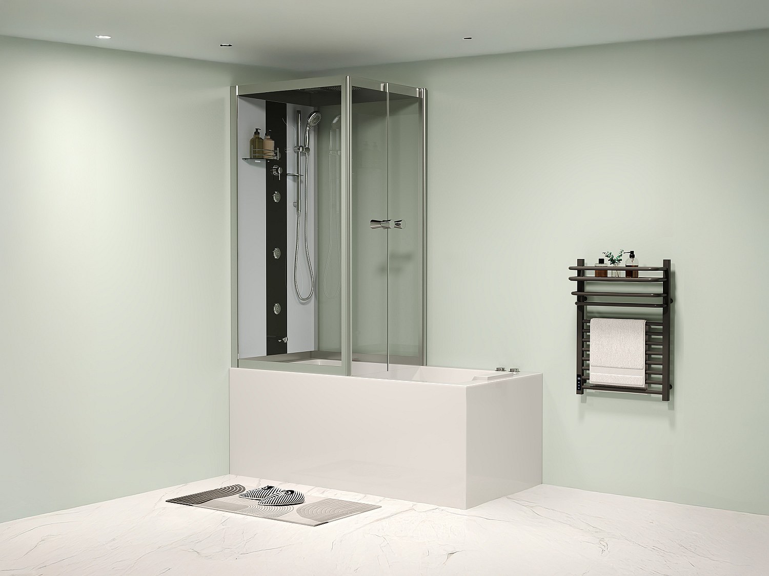 Whirlpool Badewanne mit Glasscheibe dunkelgrau - L150 x T75 x H215 cm - 30 günstig online kaufen