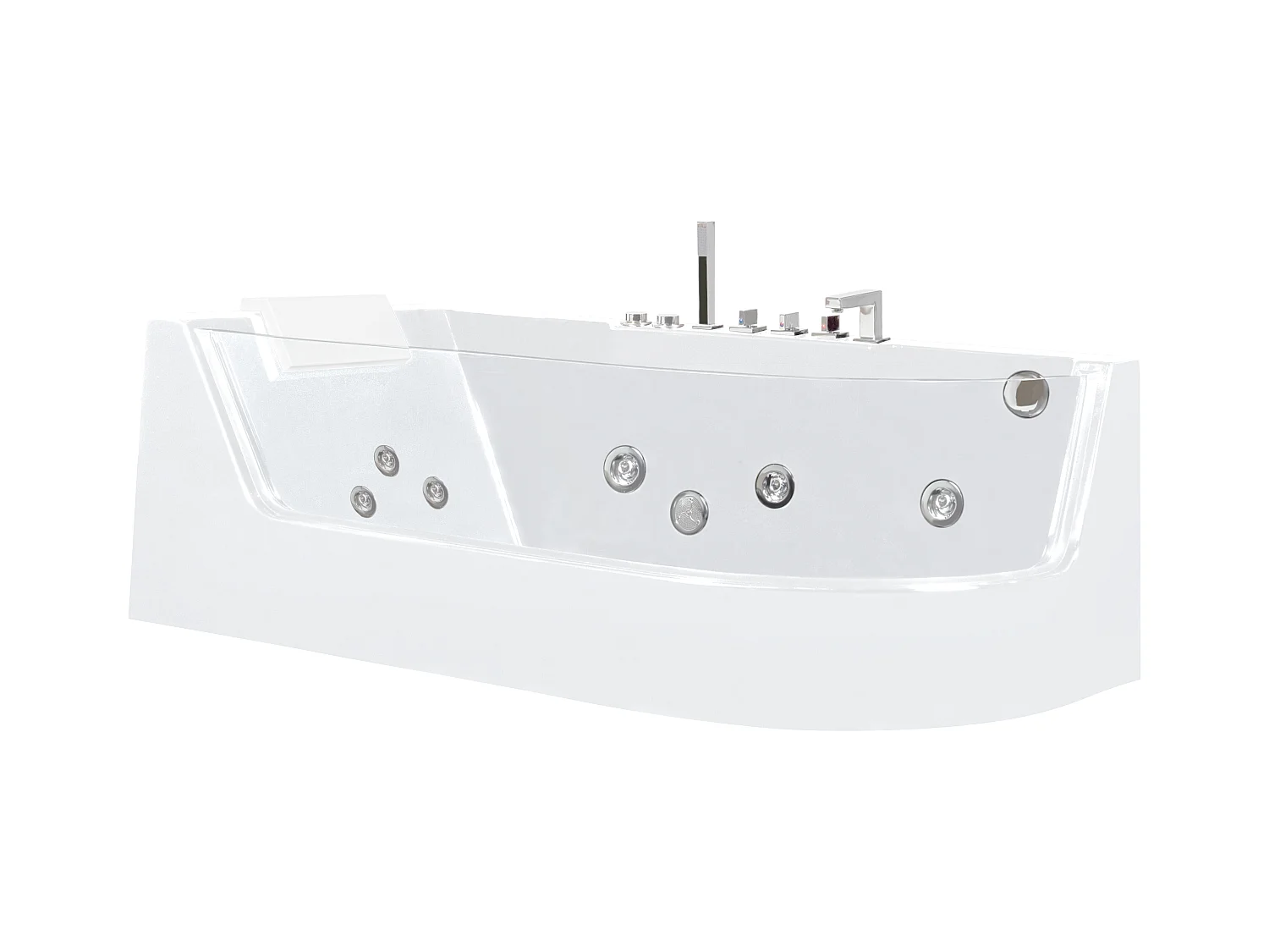 Baignoire balnéo vitrée ARIA blanche - 1 place - 263L - 170*80*57cm - angle gauche