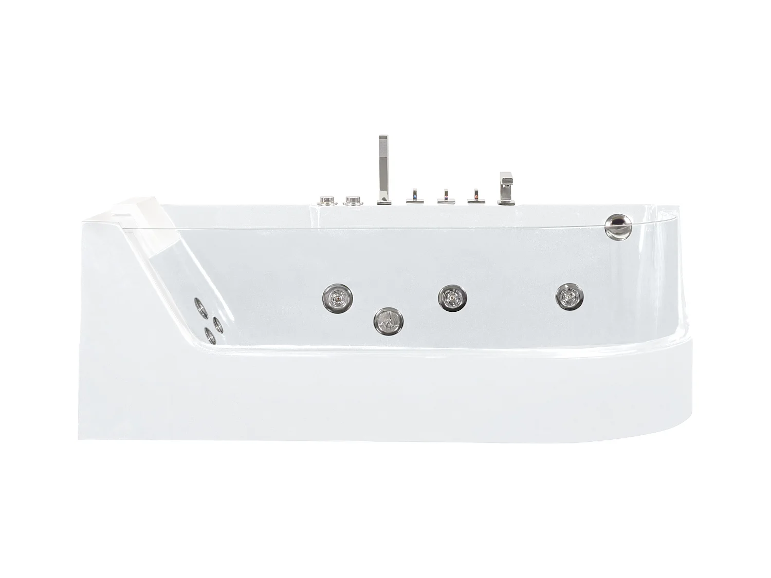 Baignoire balnéo vitrée ARIA blanche - 1 place - 263L - 170*80*57cm - angle gauche