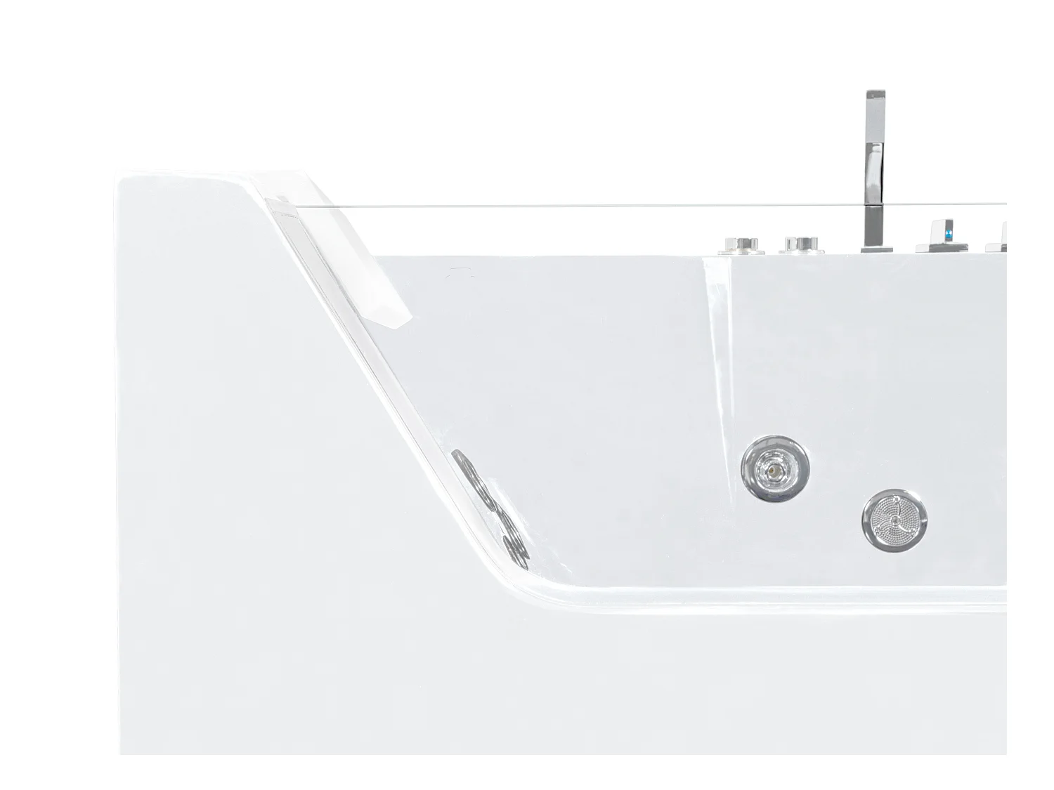 Baignoire balnéo vitrée ARIA blanche - 1 place - 263L - 170*80*57cm - angle gauche