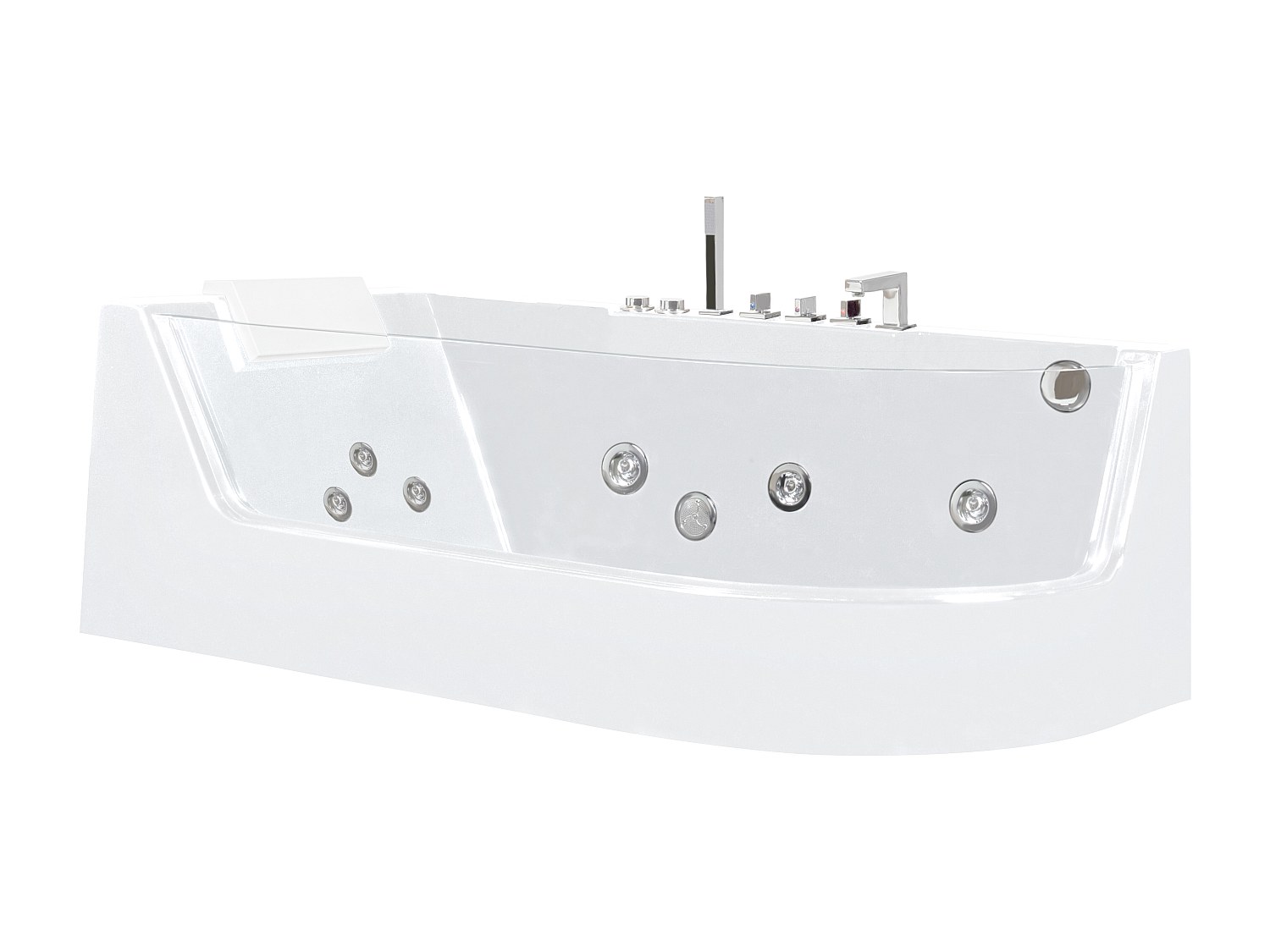 Whirlpool Eckwanne mit Hydromassage - 1 Person - 263 L - Ecke Links - Weiß günstig online kaufen