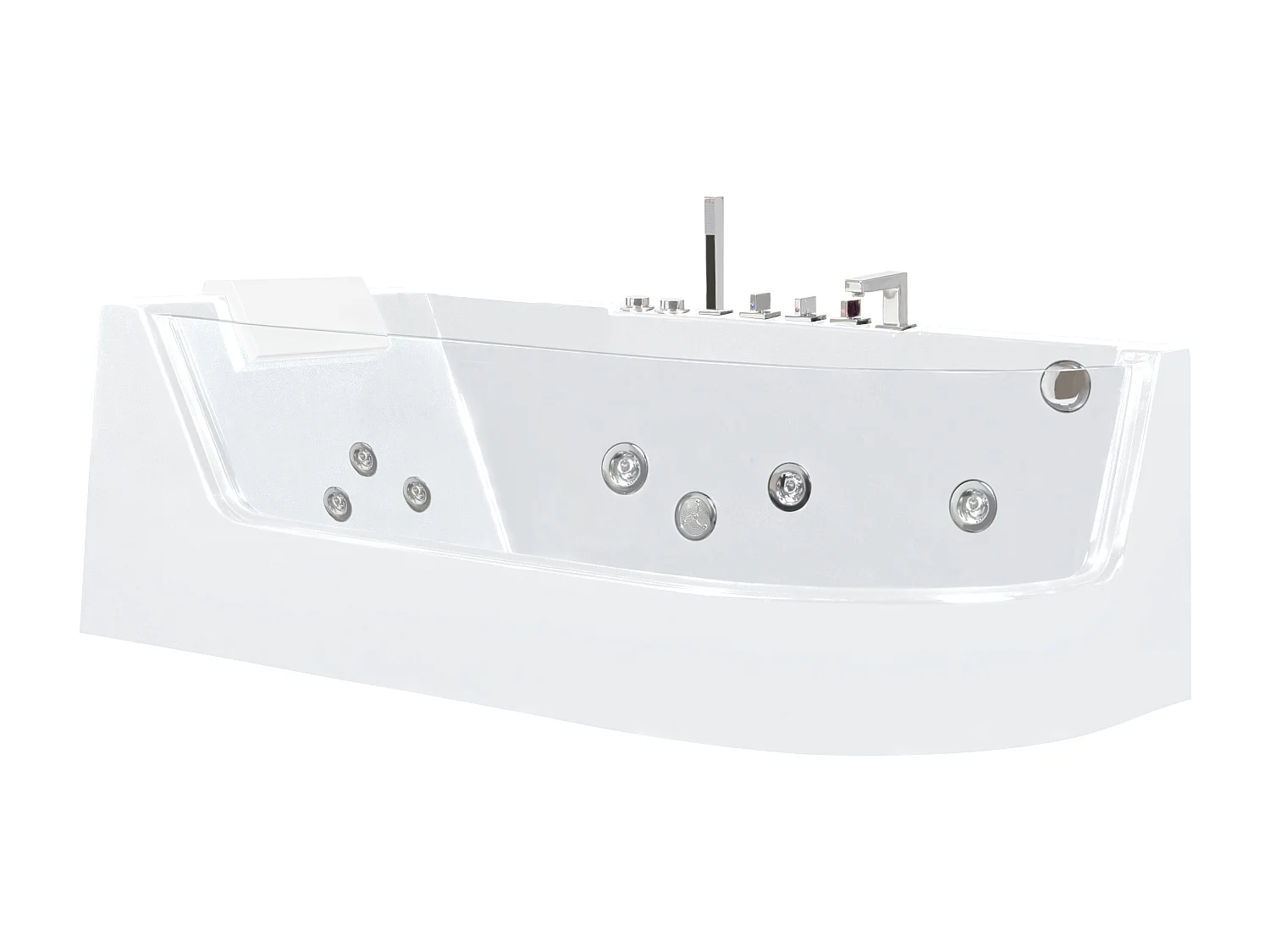 Whirlpool Eckwanne mit Hydromassage - 1 Person - 263 L - Ecke Links - Weiß - ARIA