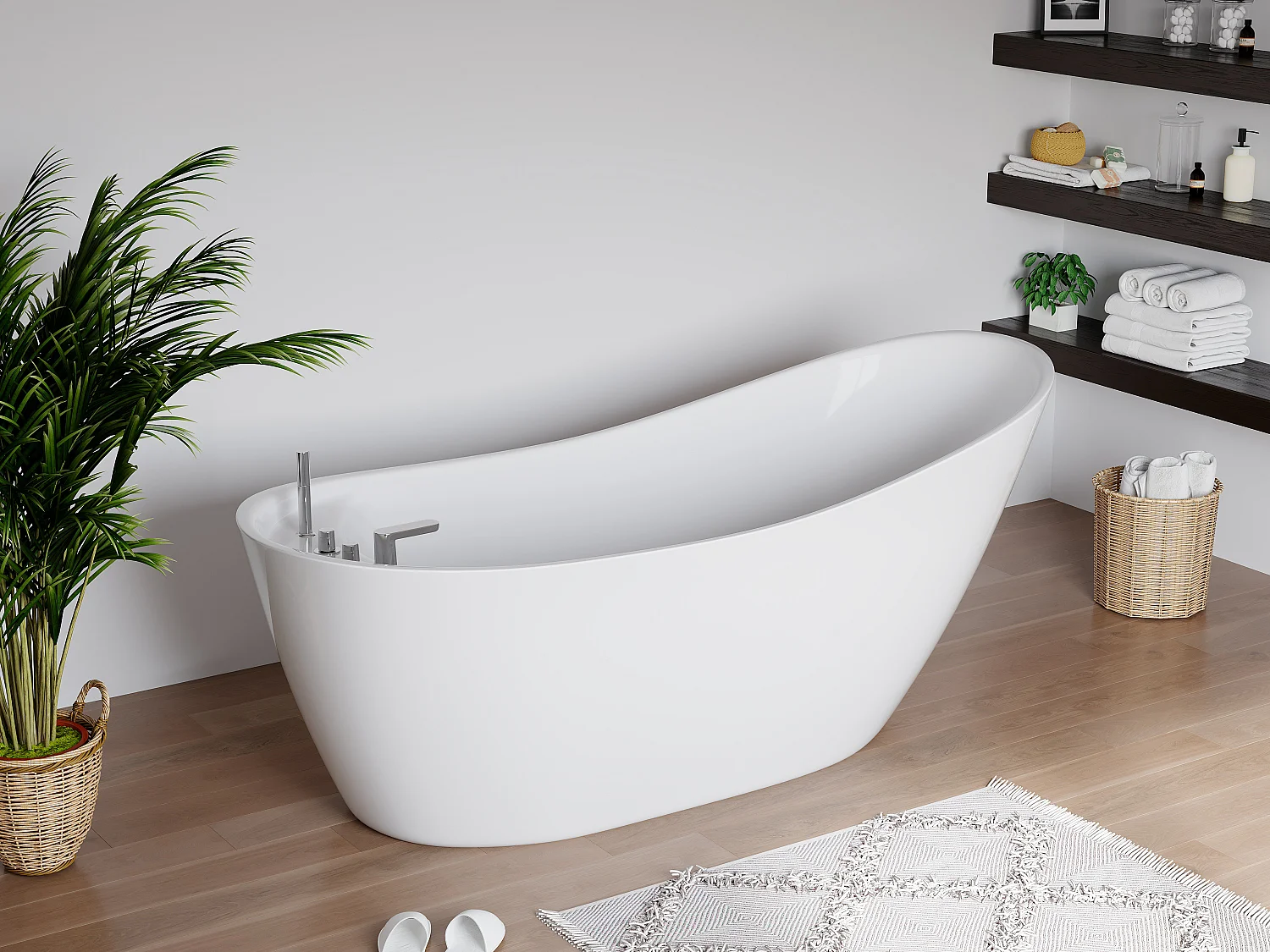 Baignoire îlot NATALIA  avec robinetterie - 282L - 170*75*73cm - Blanche