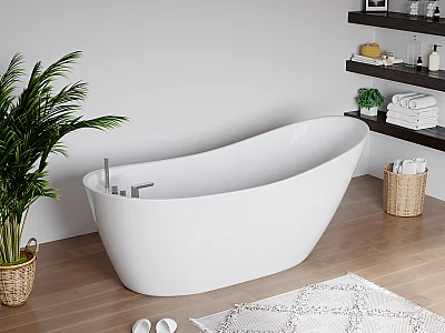 Freistehende Badewanne mit Armatur 170 x 75 x 73 cm Weiß 282 L NATALIA