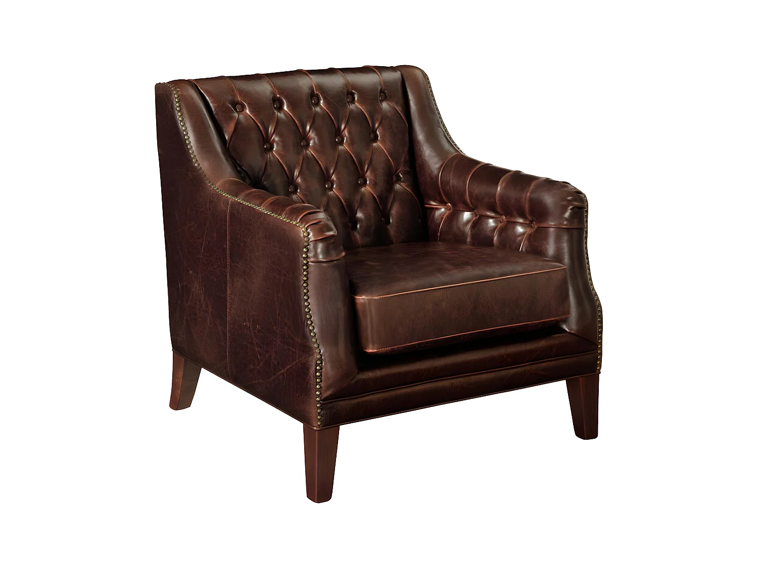 Canapé 3 places et un fauteuil en cuir COLBERT - Marron