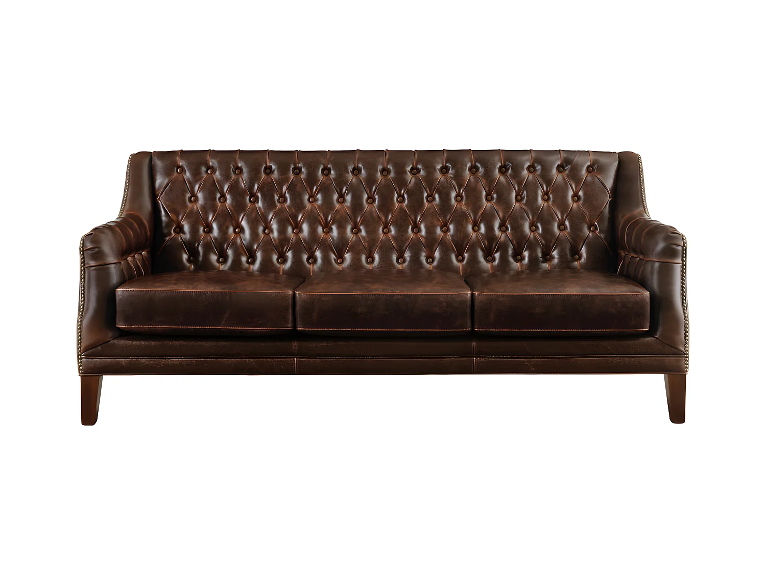 3-personers sofa og læderlænestol COLBERT - Brun