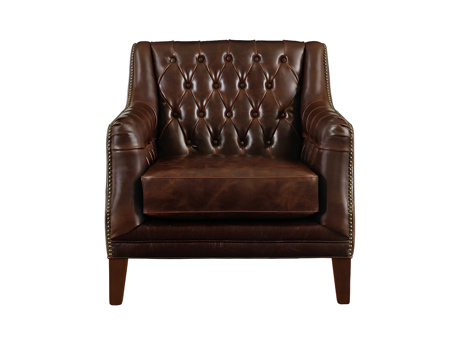 3-personers sofa og læderlænestol COLBERT - Brun