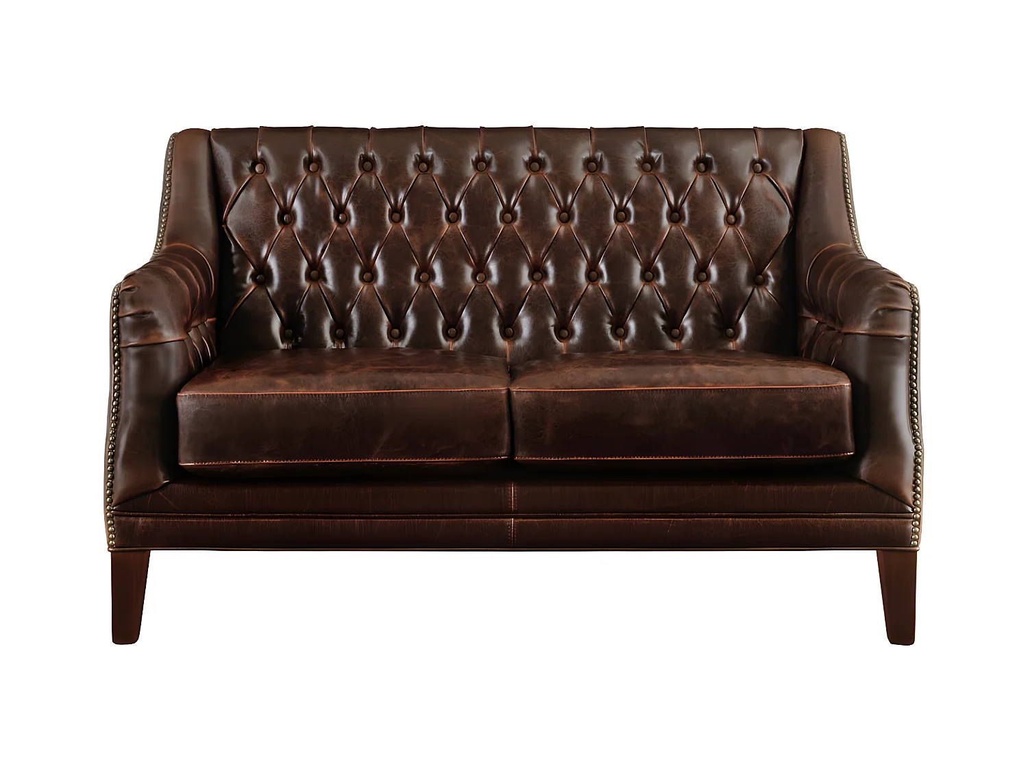 Canapés 3 places 2 places et un fauteuil en cuir COLBERT - Marron