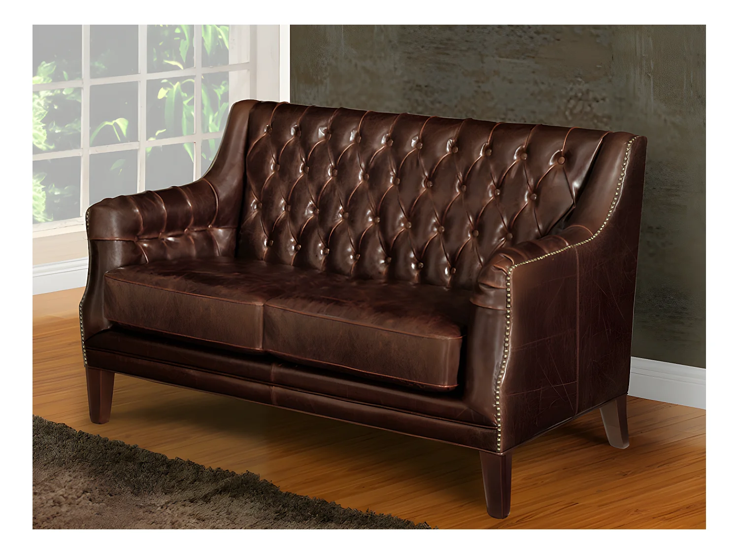 3-personers sofa og 2 læderlænestole COLBERT - Brun