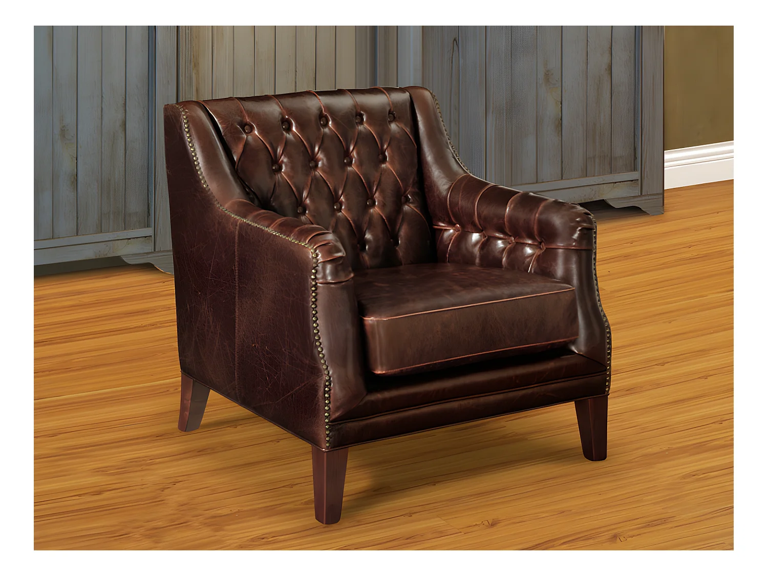 3-personers sofa og 2 læderlænestole COLBERT - Brun