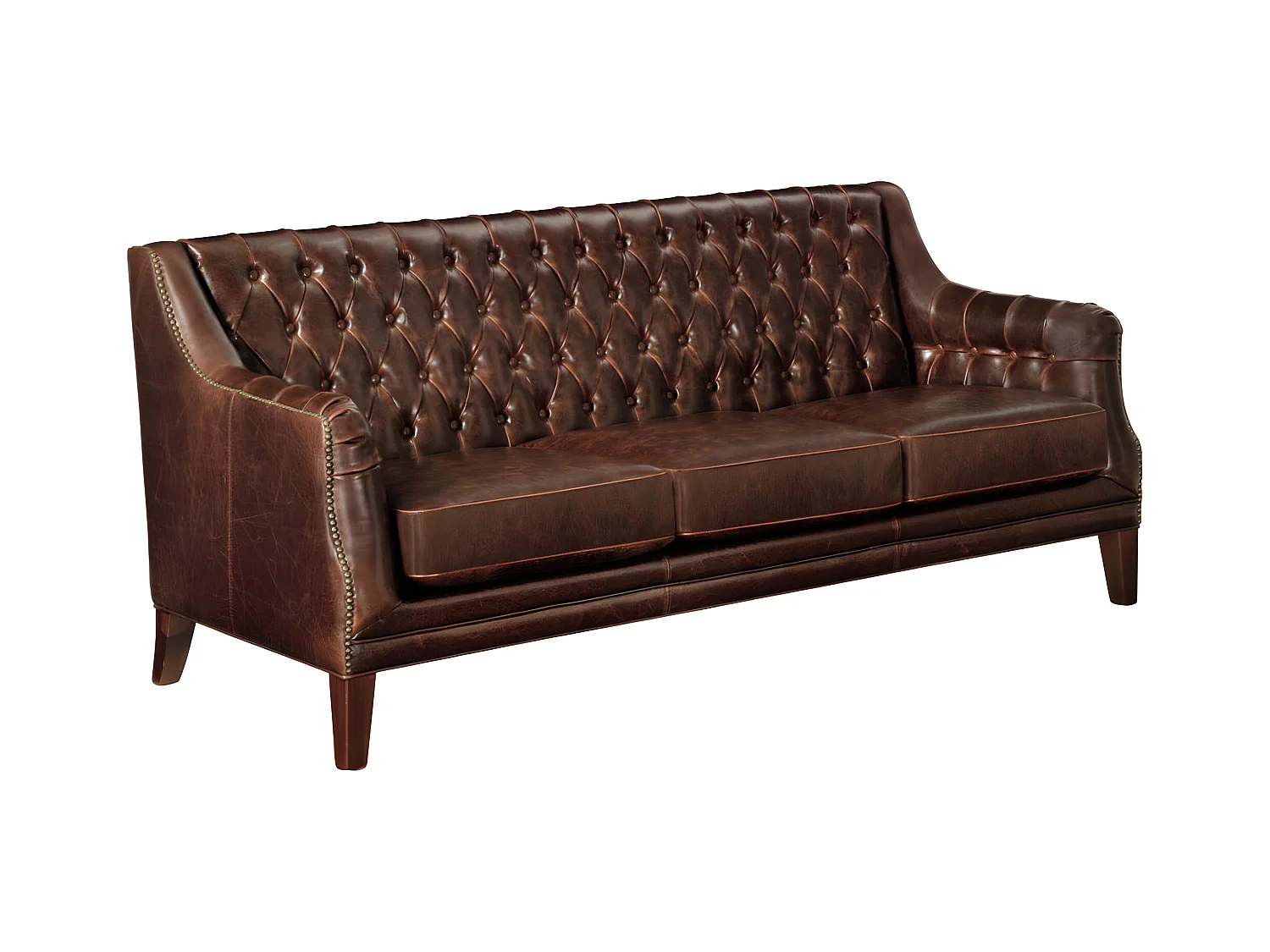 3-personers sofa og 2 læderlænestole COLBERT - Brun