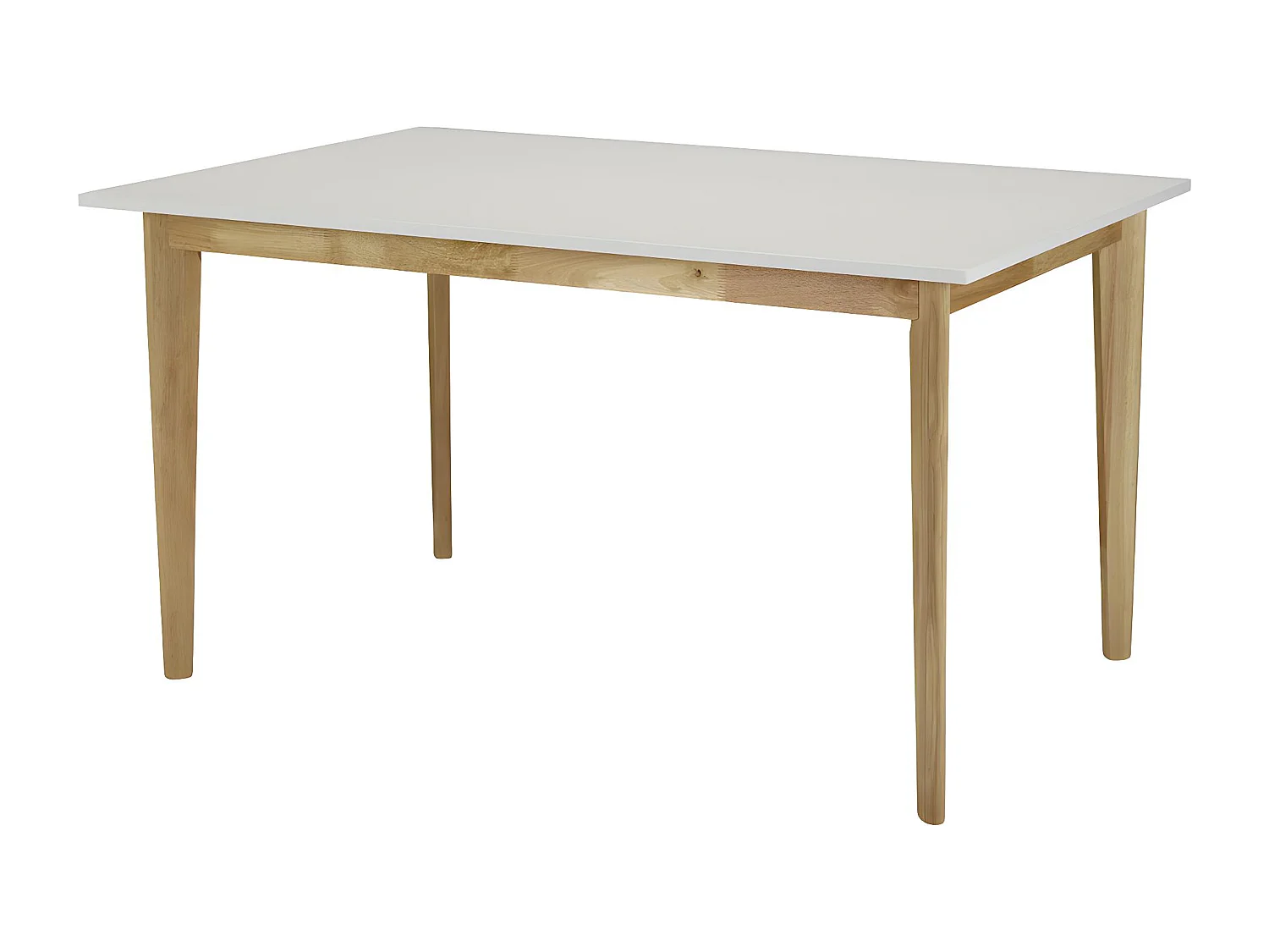 Uittrektafel CARINE - 6 tot 8 personen - Massief hevea en MDF - Wit