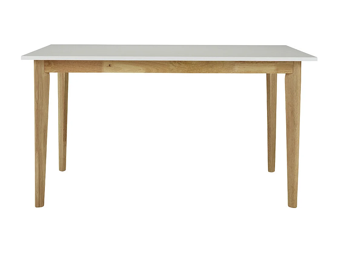 Uittrektafel CARINE - 6 tot 8 personen - Massief hevea en MDF - Wit