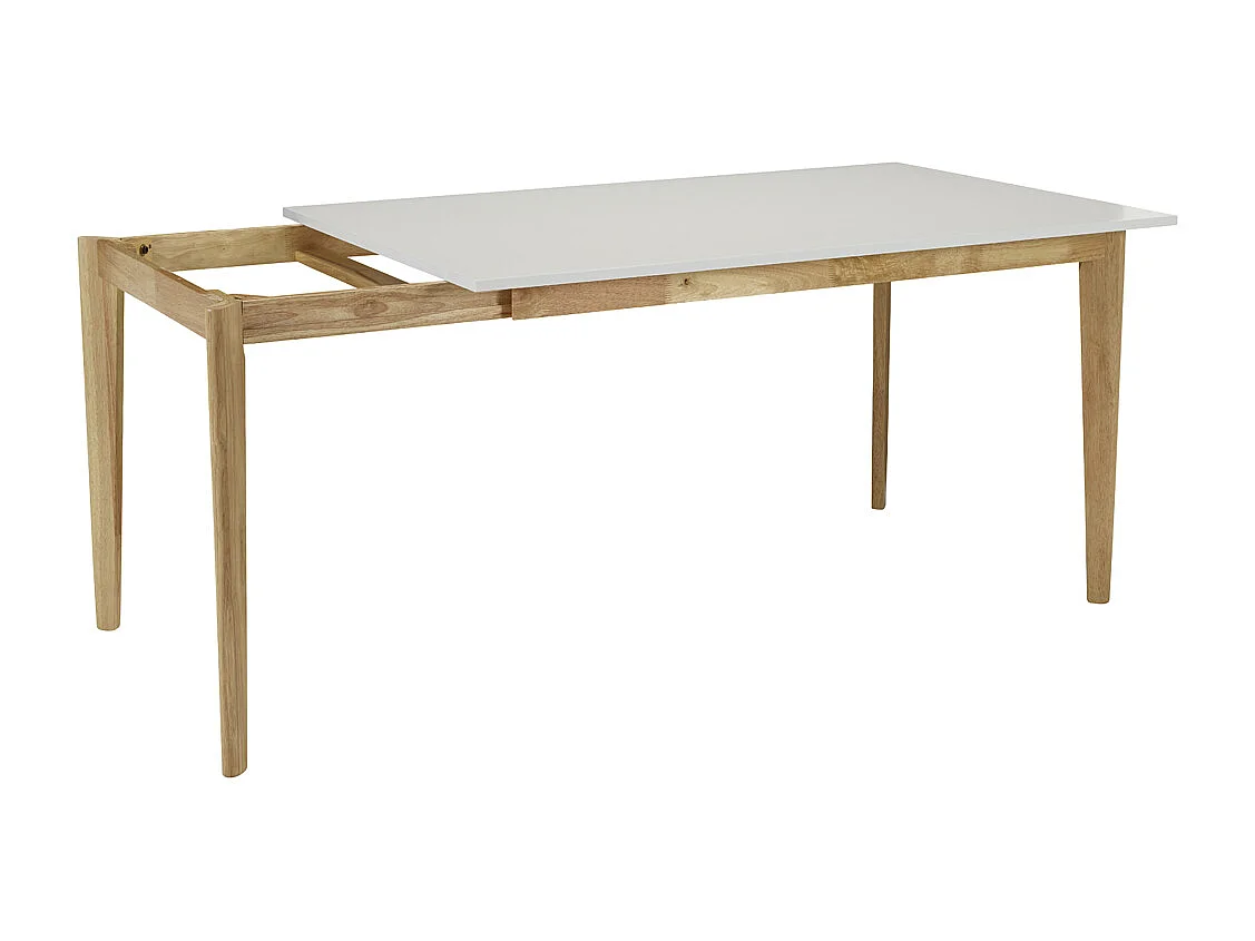 Uittrektafel CARINE - 6 tot 8 personen - Massief hevea en MDF - Wit