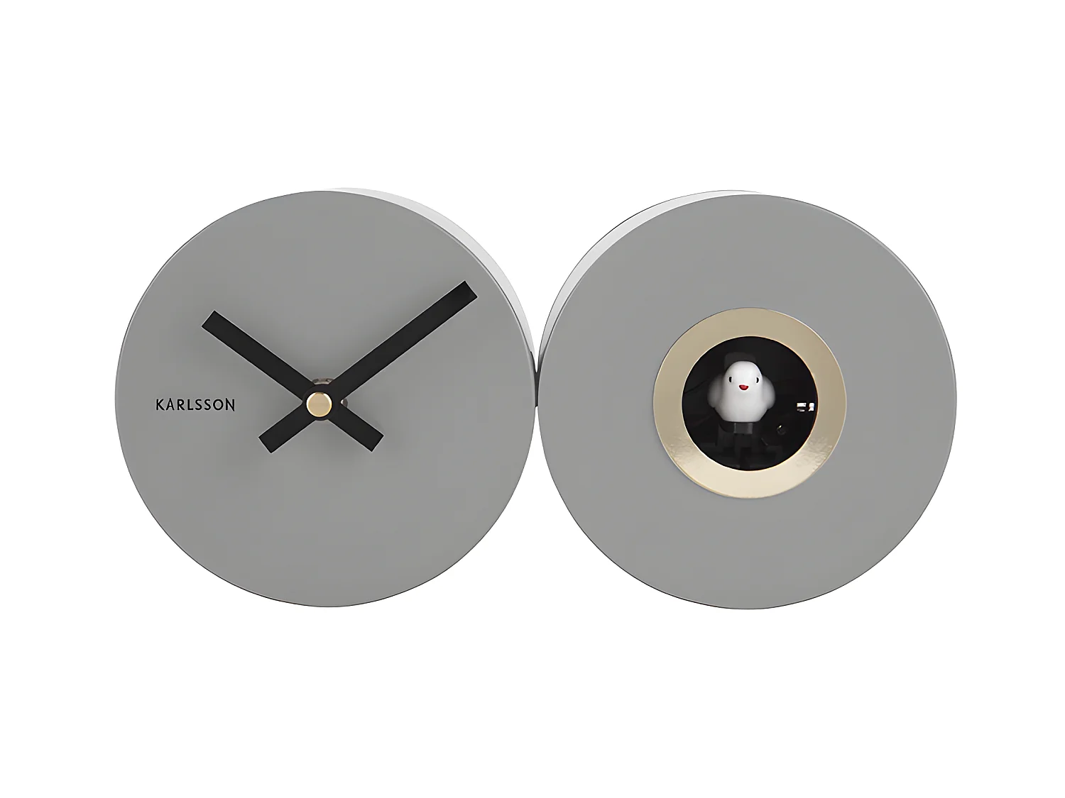 Wandklok Duo Cuckoo - Muisgrijs