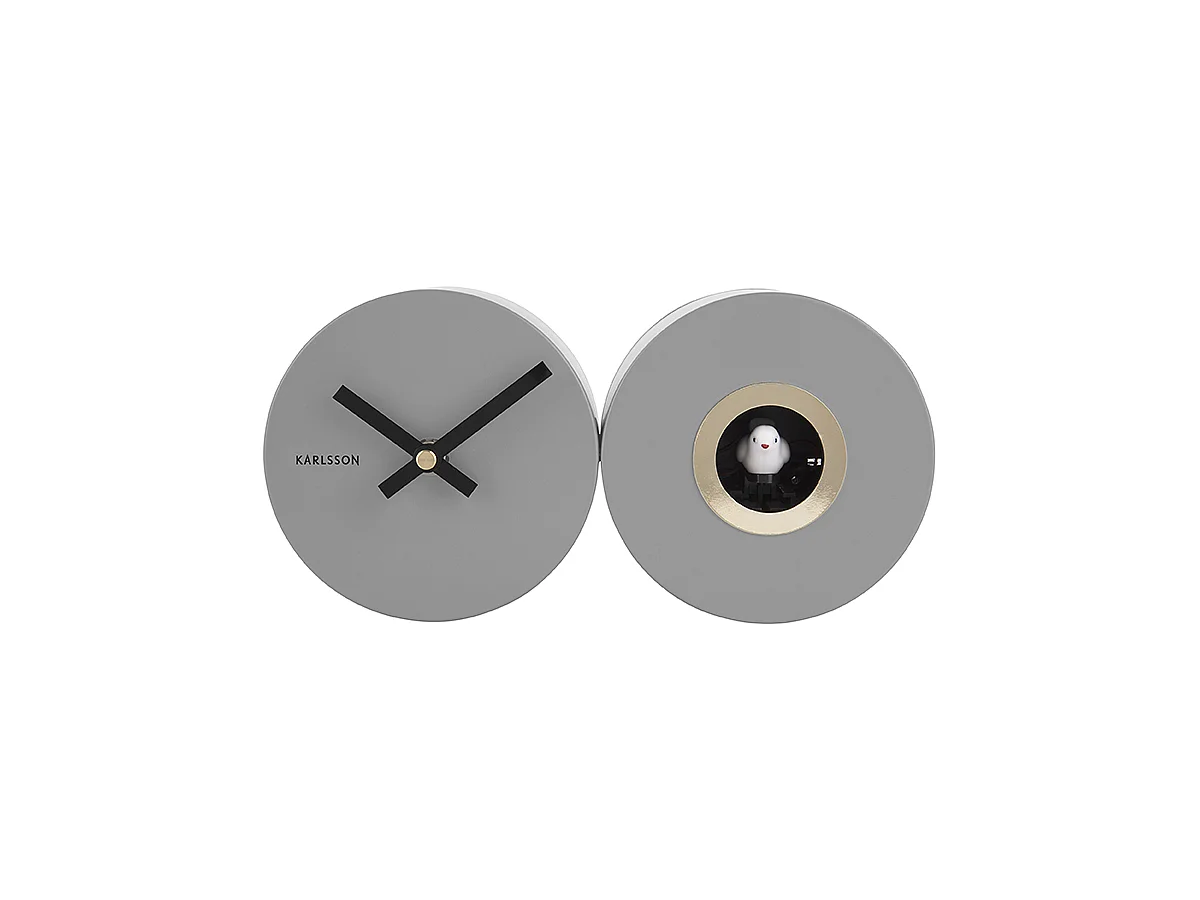 Wecker aus mattem Metall Duo Cuckoo Grau