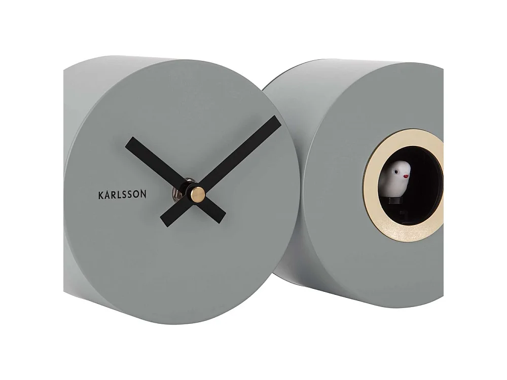 Wecker aus mattem Metall Duo Cuckoo Grau