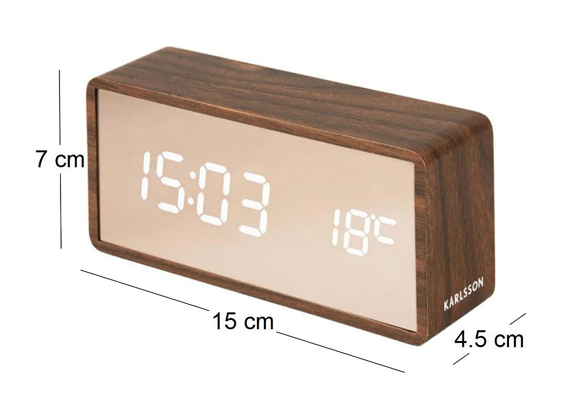 Horloge digitale Copper miroir à LED - Hauteur 7,5 cm - PRESENT TIME
