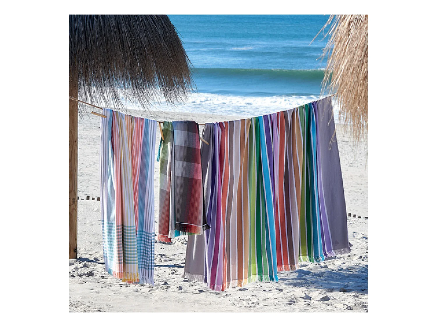 Drap de plage fouta en coton 180x180 cm ELOA multicolore