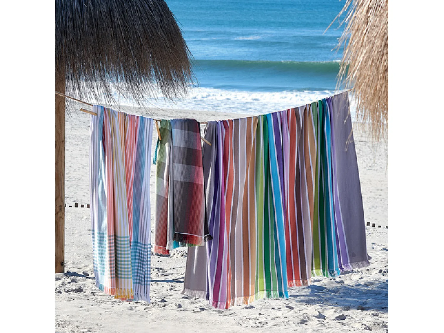 Drap de plage fouta en coton 180x180 cm ELOA multicolore