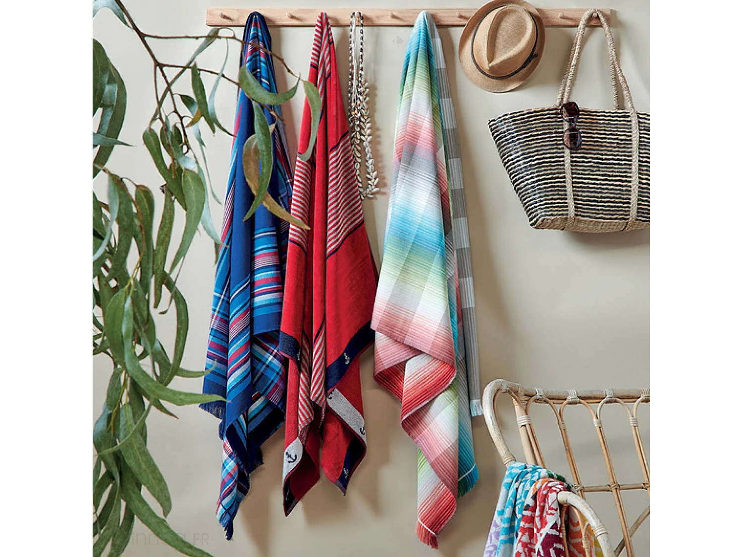 Drap de plage fouta en coton 100x180 cm YSEA multicolore