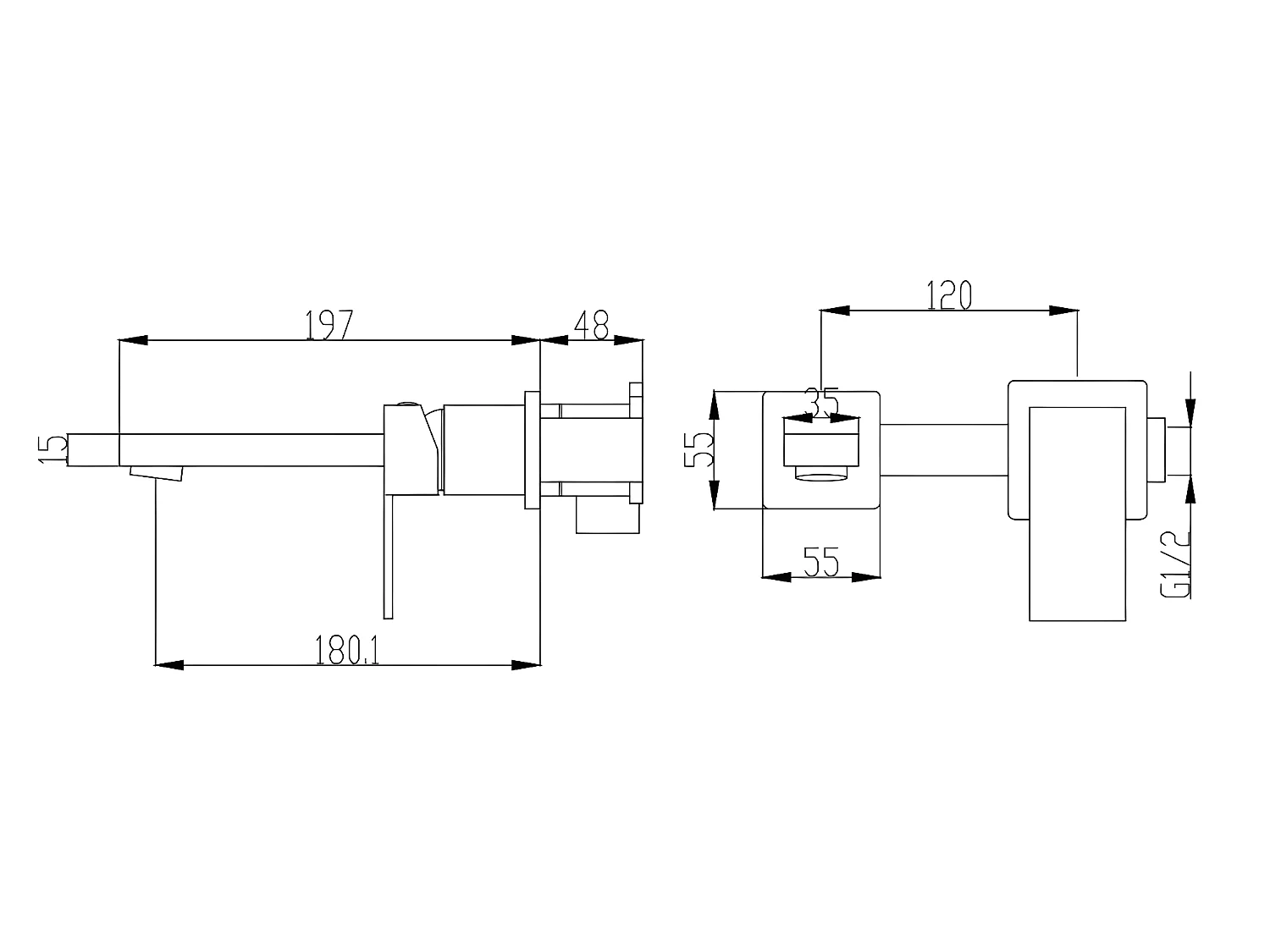 Mitigeur lavabo encastré Gun métal - Sirius