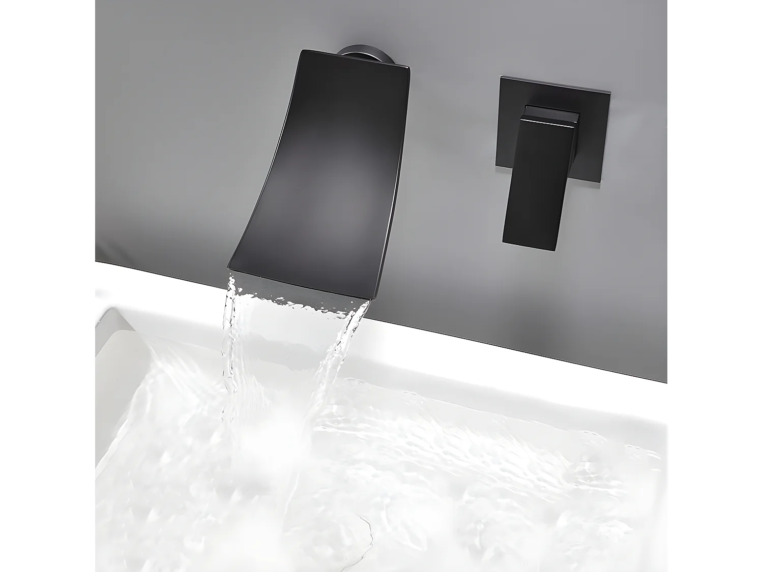 Mitigeur mural de lavabo Cascade Noir