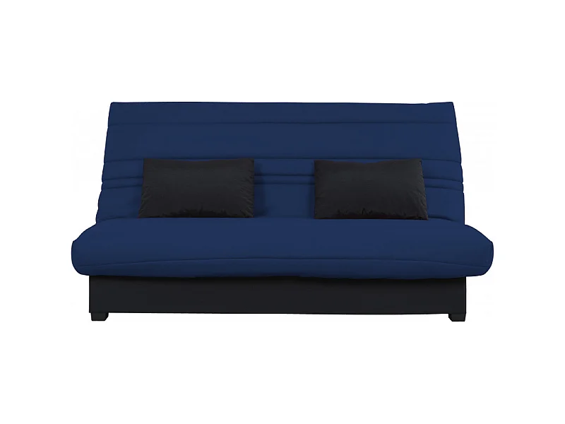 Banquette Clic clac - Tissu Indigo + 2 coussins Noir - L 194 x P 98 x H 100 cm - Made in France - ROXI