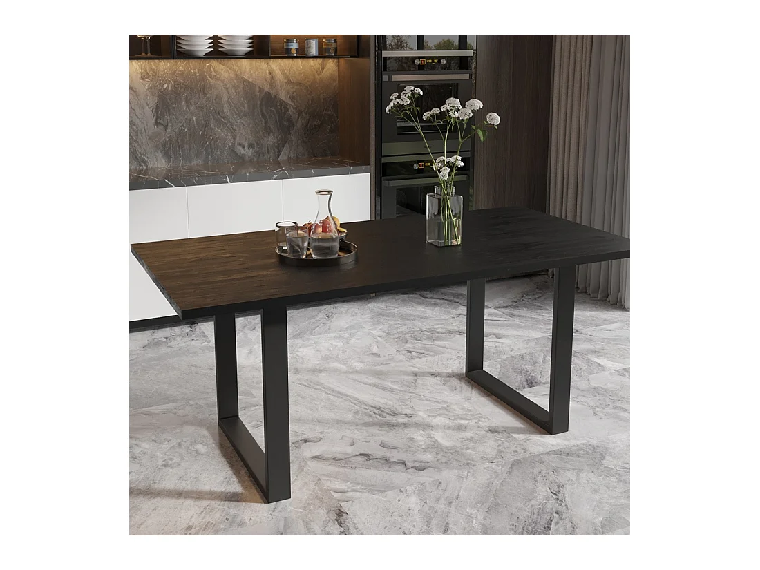 Design eettafel van massief hout NIKO - Zwarte rechthoekige tafel 200x100