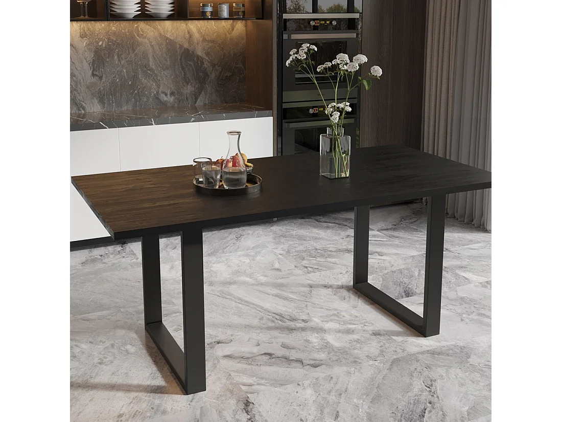 Design eettafel van massief hout NIKO - Zwarte rechthoekige tafel 200x100