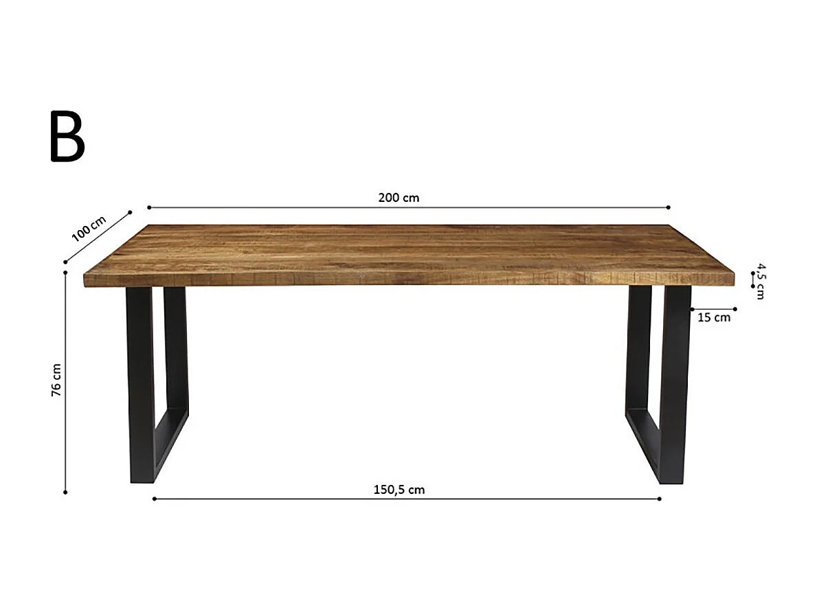 Table à manger design bois massif NIKO - Table rectangulaire 200x100