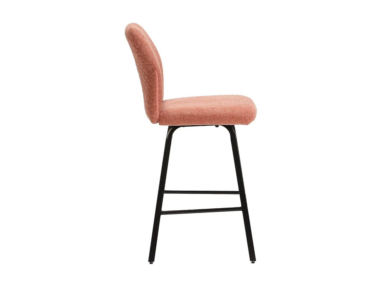 MASDA - Lot de 4 Tabourets Tissu Rouge Corail Motif Nid d'Abeille