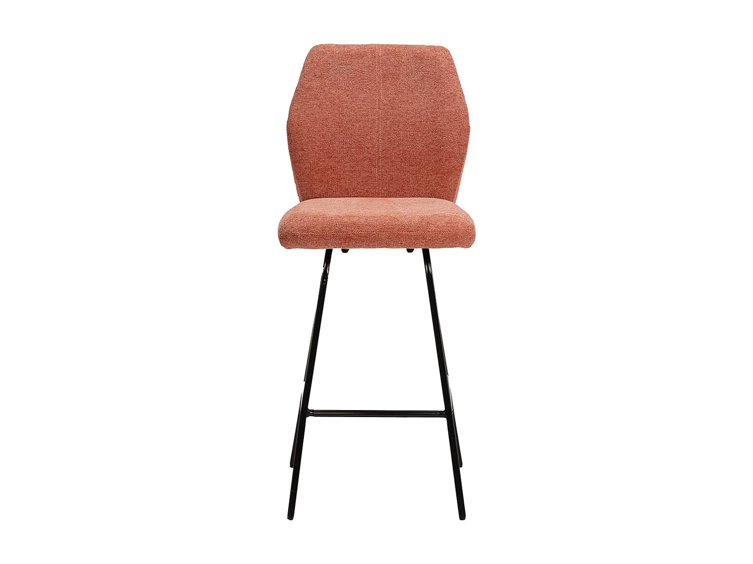 MASDA - Lot de 4 Tabourets Tissu Rouge Corail Motif Nid d'Abeille
