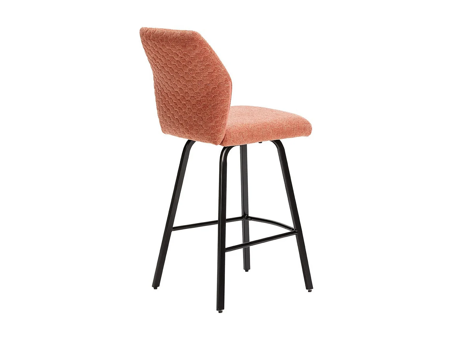 MASDA - Lot de 4 Tabourets Tissu Rouge Corail Motif Nid d'Abeille