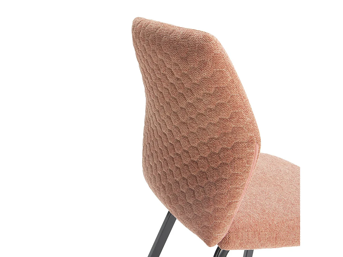 MASDA - Lot de 4 Tabourets Tissu Rouge Corail Motif Nid d'Abeille