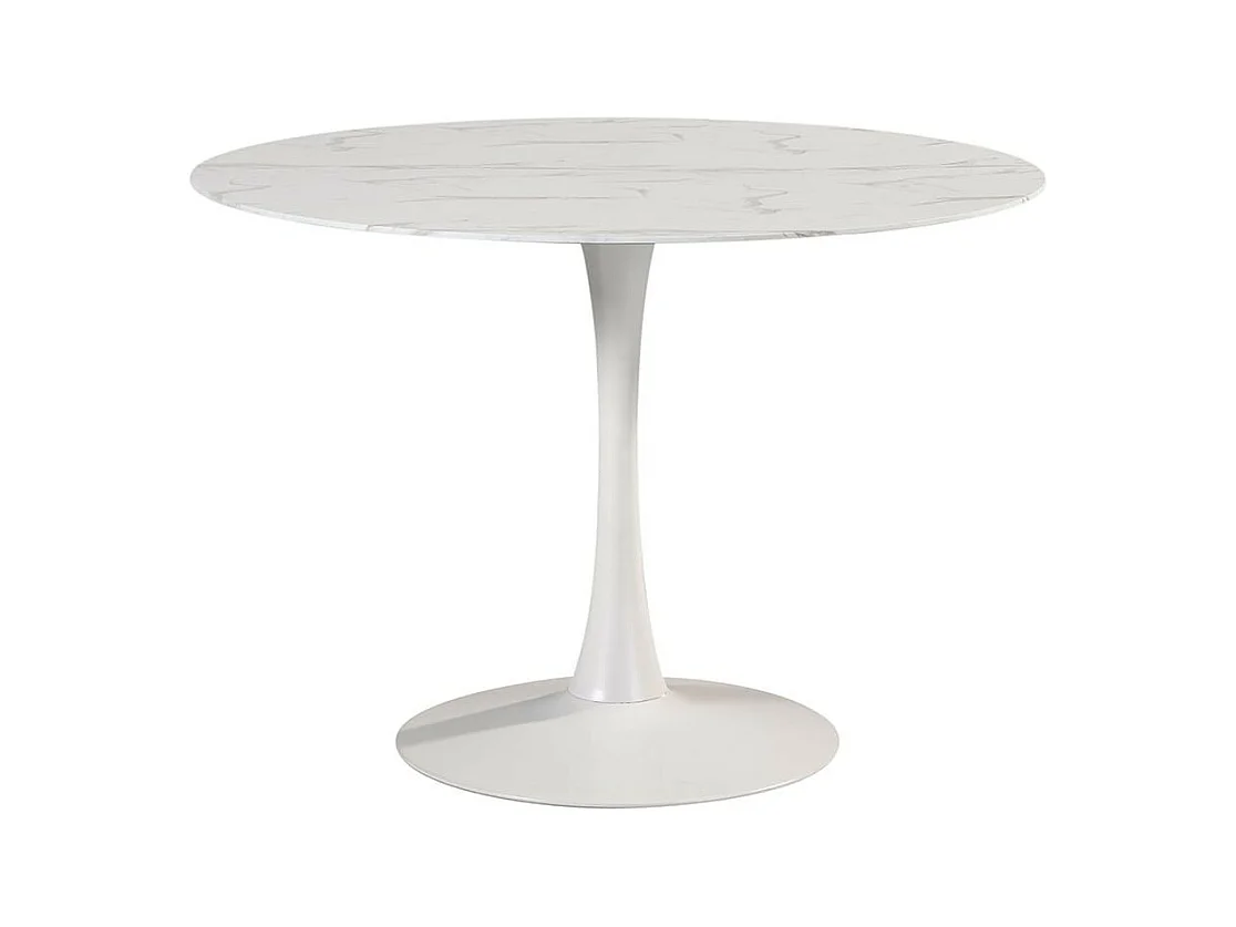 SCARS - Table Ronde Ø110cm Céramique Blanche Motif Craquelures