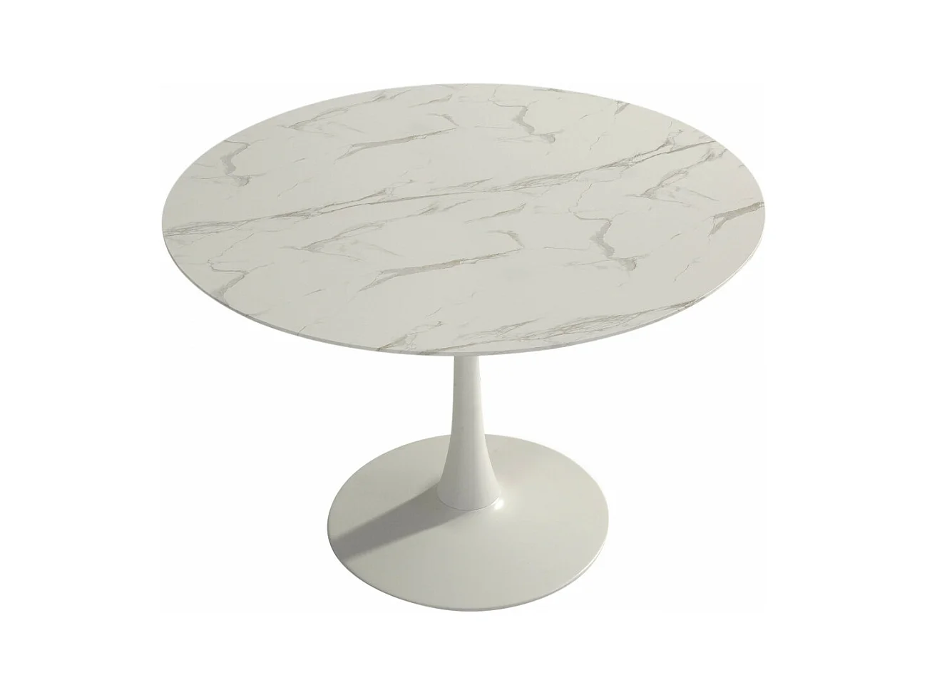 SCARS - Table Ronde Ø110cm Céramique Blanche Motif Craquelures
