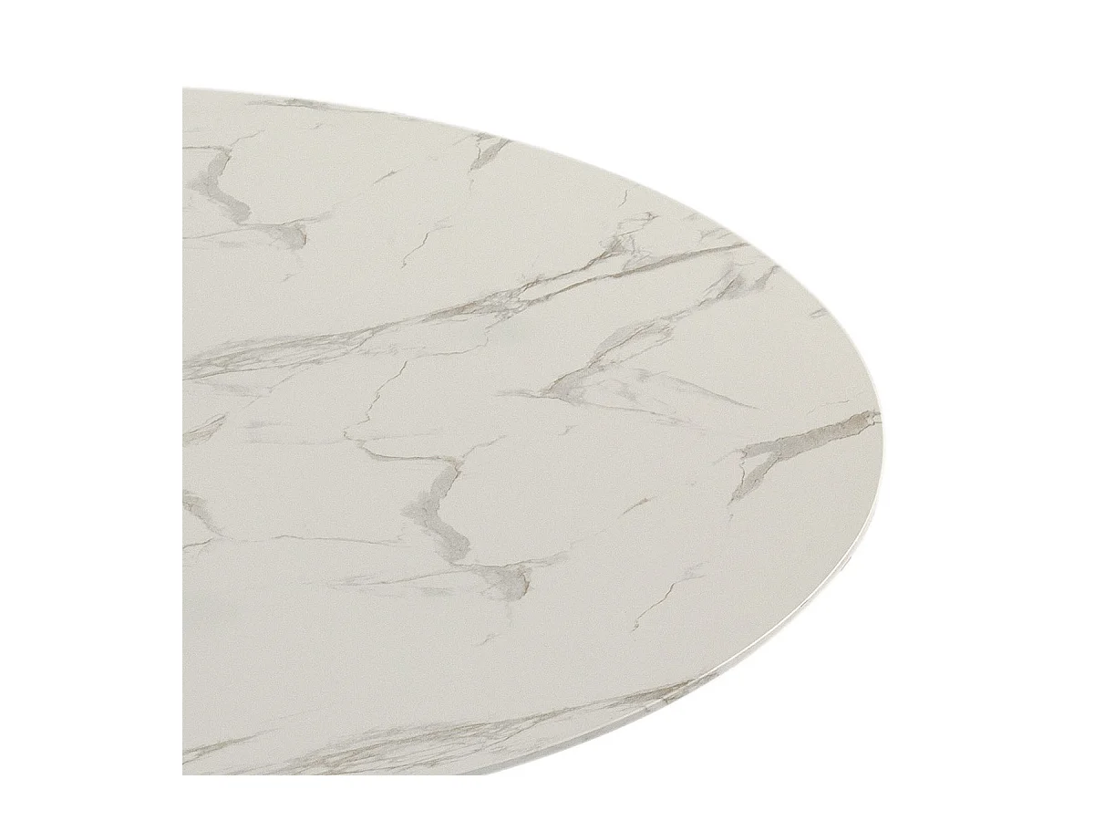 SCARS - Table Ronde Ø110cm Céramique Blanche Motif Craquelures