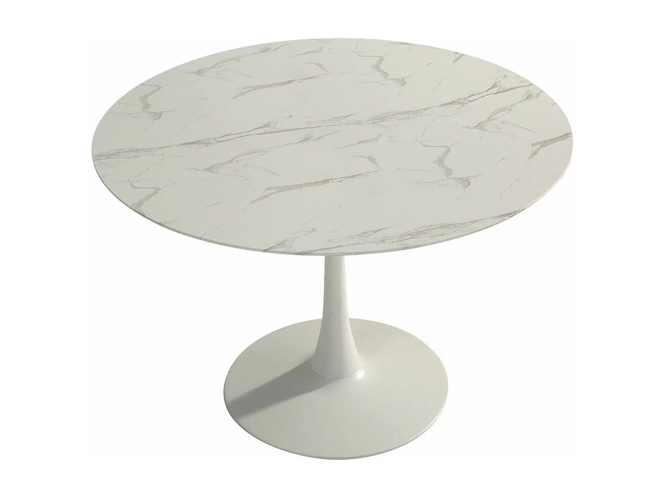 SCARS - Table Ronde Ø110cm Céramique Blanche Motif Craquelures