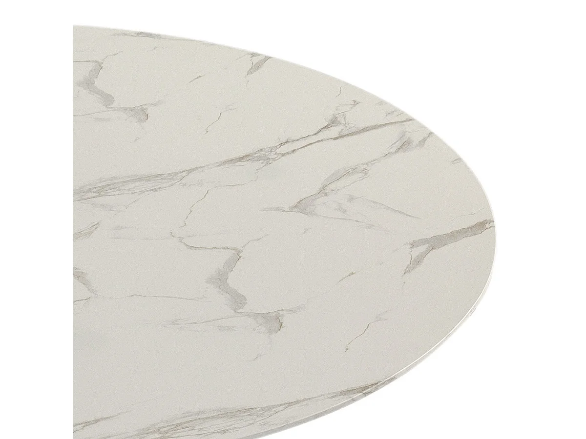 SCARS - Table Ronde Ø110cm Céramique Blanche Motif Craquelures