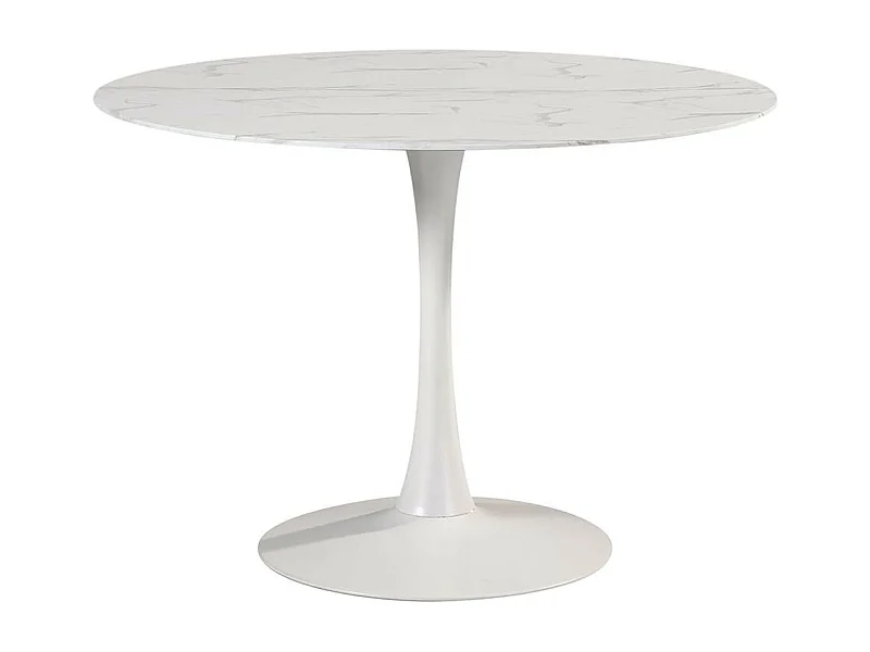SCARS - Table Ronde Ø110cm Céramique Blanche Motif Craquelures