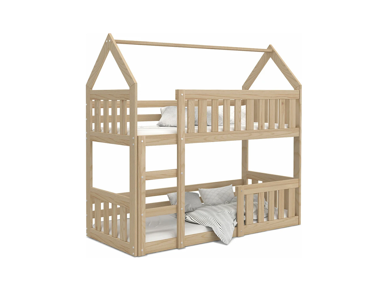 Lit Superposé Cabane Mini 80x160 Pin Livré avec sommiers