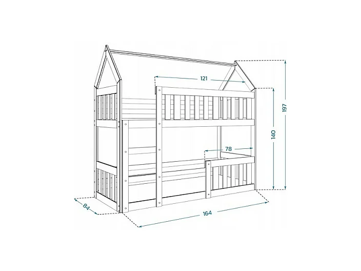 Lit Superposé Cabane Mini 80x160 Pin Livré avec sommiers