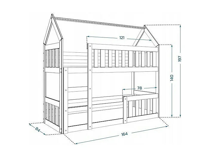 Lit Superposé Cabane Mini 80x160 Pin Livré avec sommiers