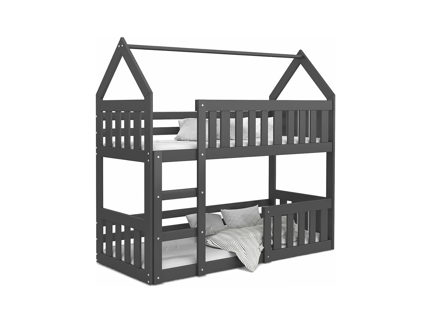 Lit Superposé Cabane Mini 80x160 Gris - gris Livré avec sommiers