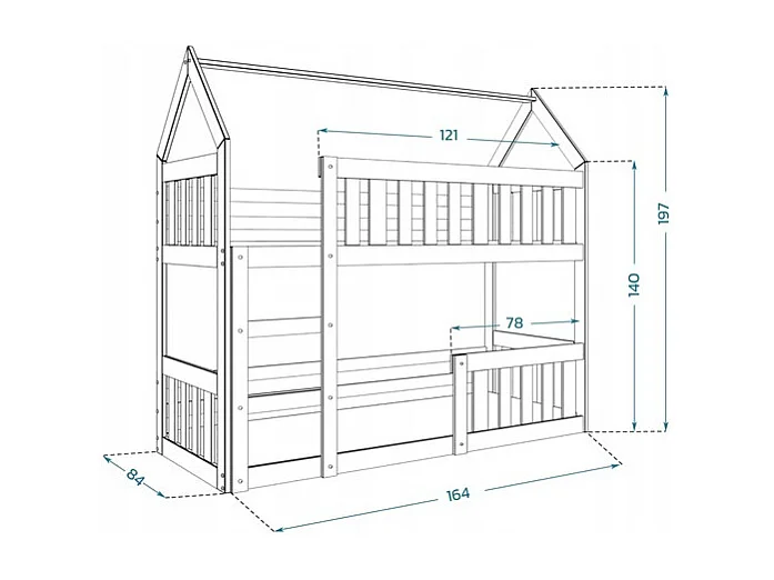 Lit Superposé Cabane Mini 80x160 Gris - gris