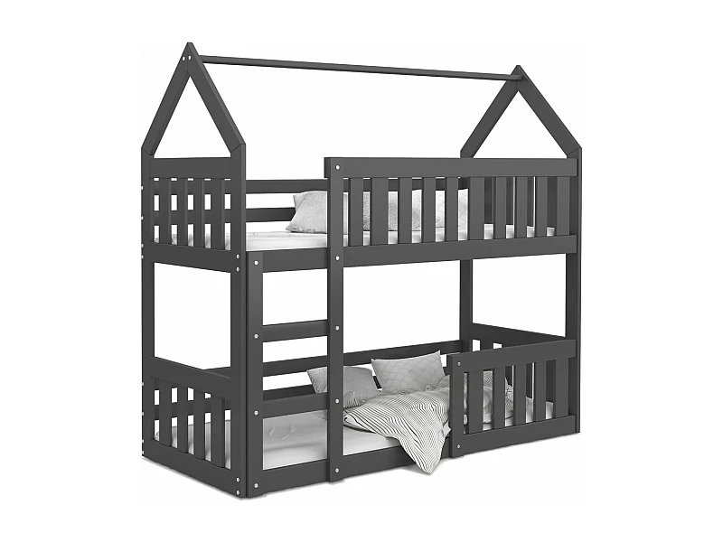 Lit Superposé Cabane Mini 80x160 Gris - gris Livré avec sommiers