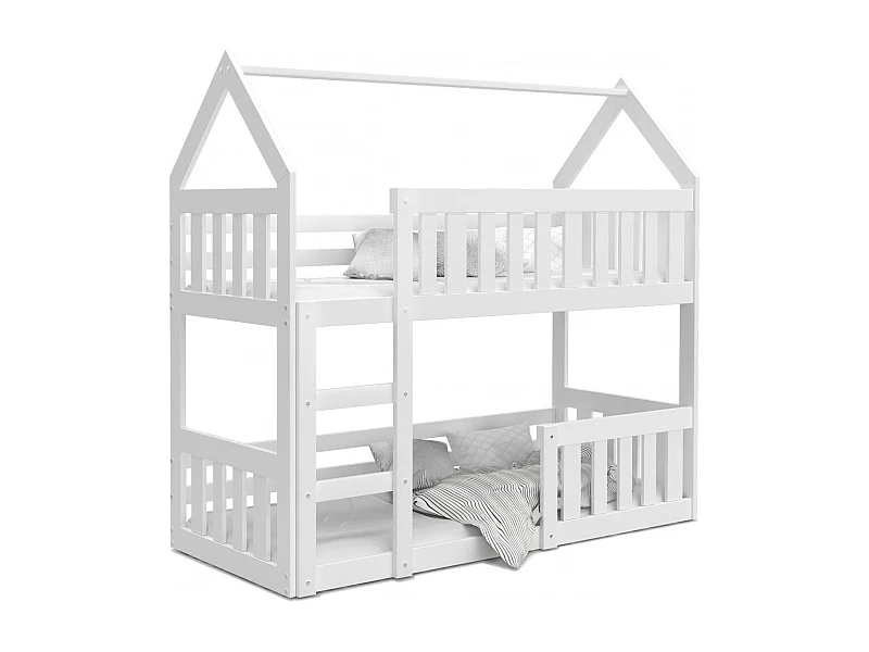 Lit Superposé Cabane Mini 80x160 Blanc - blanc Livré avec sommiers