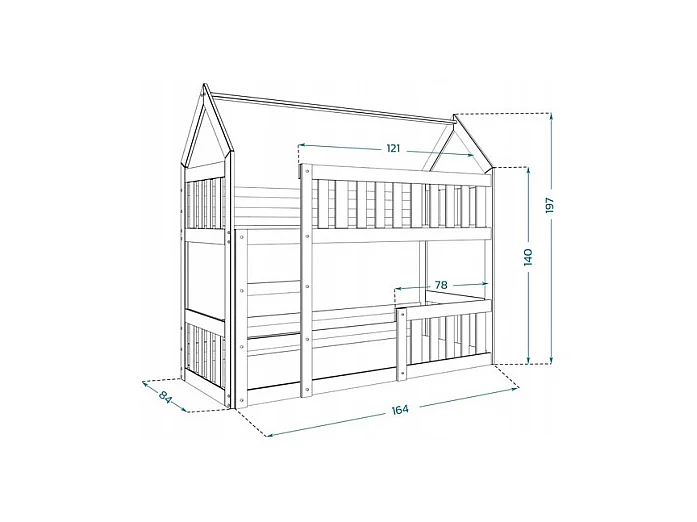 Lit Superposé Cabane Mini 80x160 Blanc - blanc Livré avec sommiers