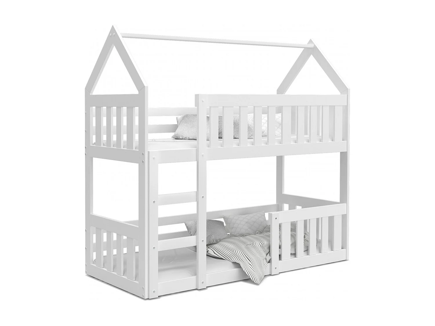 Lit Superposé Cabane Mini 80x160 Blanc - blanc Livré avec sommiers